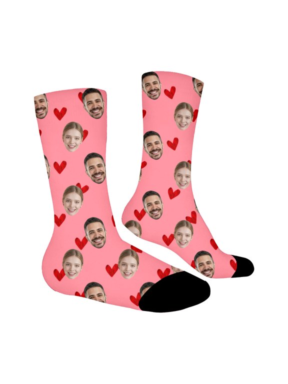 Winter Socks Custom Photo Face Socks Picture Print Novelty Stockings for Daily Leisure Home Wear All Seasons