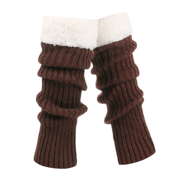 Winter Socks For Women Christmas Solid Color Retro Knitted Leg Warmers Crochet Long Boot Socks Thickened Warm Socks For Adult Party Dance Yoga,Coffee