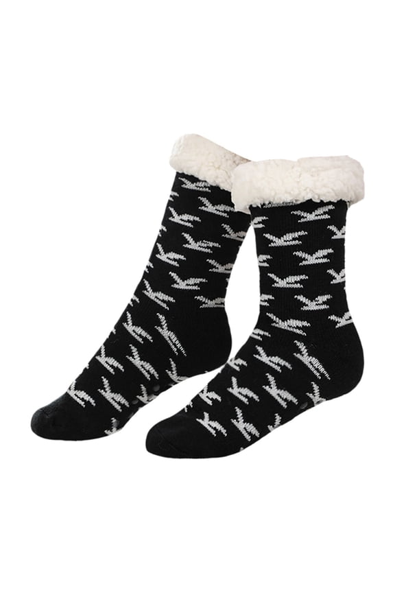 Winter Socks for Women Fall Fashion Must Haves Fuzzy Toe Warmers Cotton Crew Girls Socks Black