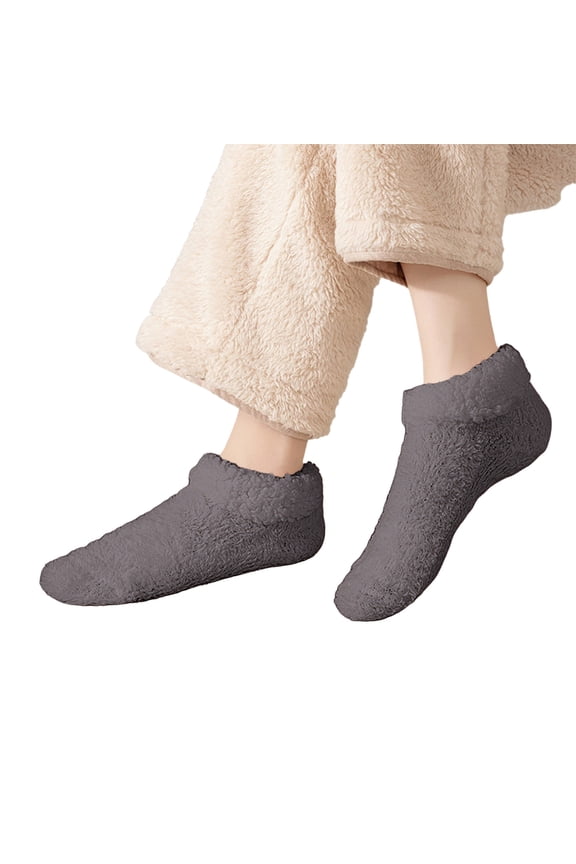 Winter Socks for Women Fall Fashion Must Haves Fuzzy Toe Warmers Cotton Crew Girls Socks Dark Gray