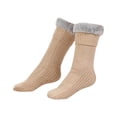 thumbnail image 1 of Winter Socks for Women Fall Fashion Must Haves Fuzzy Toe Warmers Cotton Crew Girls Socks Khaki, 1 of 4