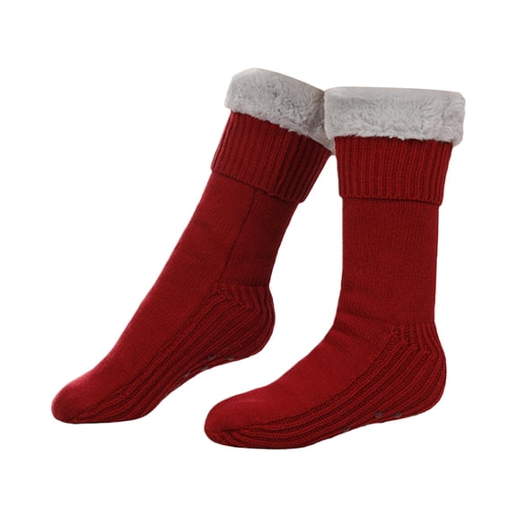 Winter Socks for Women Fall Fashion Must Haves Fuzzy Toe Warmers Cotton Crew Girls Socks Wine