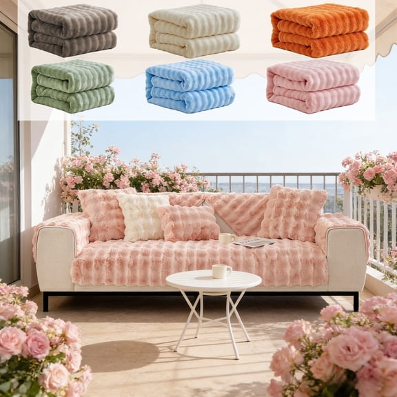 Winter Sofa Cushion by - 120x70cm Thick & Cozy Polyester Cover, Non-Slip Puffy Throw for Couch, Bed, Chair in Multiple Colors (Pink)