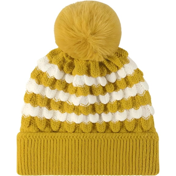 Winter Soft Beanie hat with Pompom Knit Slouchy Beanie Warm Knit Skull Cap for Women, for Adult and Kids