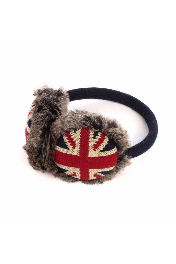 Winter Soft Faux Fur Adjustable UK Union Jack Earmuffs Ear Warmers