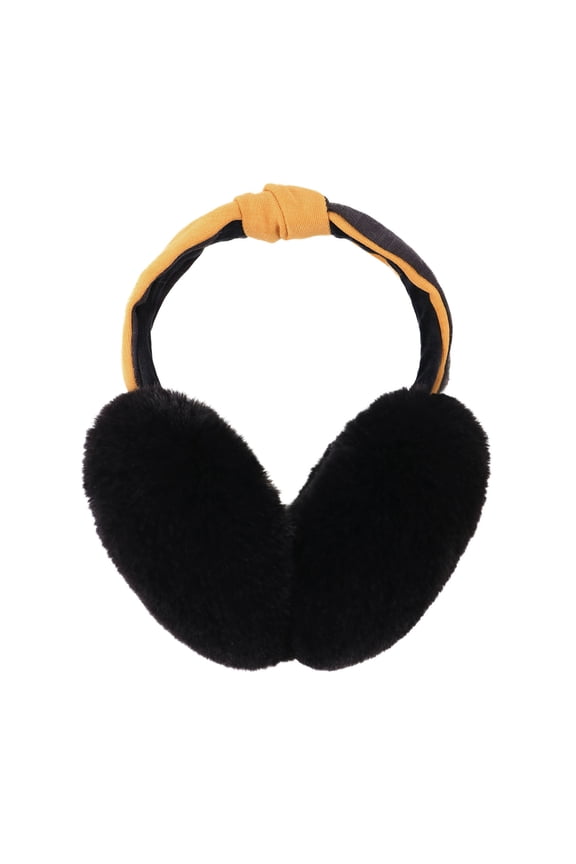Winter Soft Faux Fur Earmuffs Cute Ear Warmer for Women, 1black