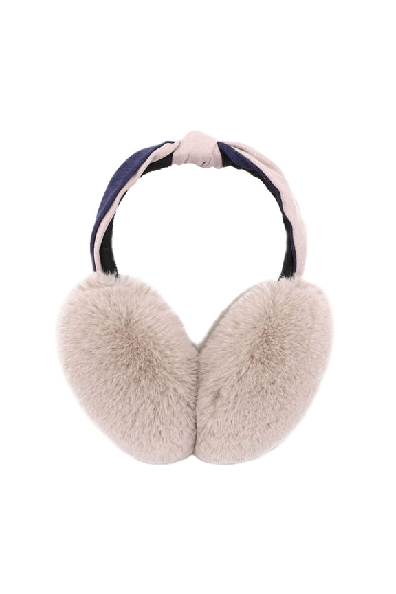 Winter Soft Faux Fur Earmuffs Cute Ear Warmer for Women, 3Light Khaki