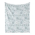 thumbnail image 1 of Winter Soft Flannel Fleece Blanket, Merry Xmas Theme Delicate Snowflakes Cold Freezing Weather Vintage Holiday Pattern, Cozy Plush for Indoor and Outdoor Use, 70" x 90", Teal White, by Ambesonne, 1 of 5