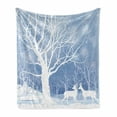 thumbnail image 1 of Winter Soft Flannel Fleece Throw Blanket, Abstract Winter Imagery with Snowy Weather Deer and Other Animals Seasonal Theme, Cozy Plush for Indoor and Outdoor Use, 50" x 70", Blue White, by Ambesonne, 1 of 6