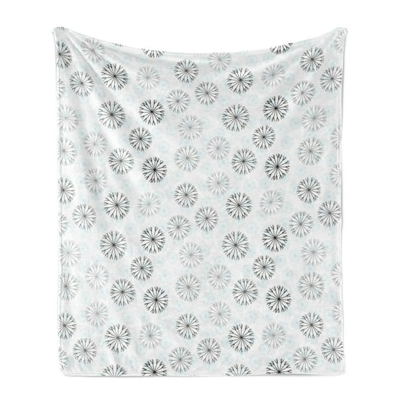 Winter Soft Flannel Fleece Throw Blanket, Abstract Snowflakes with Neutral Colors and Sizes, Cozy Plush for Indoor and Outdoor Use, 70" x 90", Taupe Blue, by Ambesonne