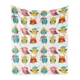 thumbnail image 1 of Winter Soft Flannel Fleece Throw Blanket, Cartoon Style Funny Owls Characters Hats and Scarf Colorful Birdies Pattern, Cozy Plush for Indoor and Outdoor Use, 70" x 90", Multicolor, by Ambesonne, 1 of 6