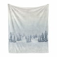thumbnail image 1 of Winter Soft Flannel Fleece Throw Blanket, Cold Season Scene in a Park Trees Foggy Misty Blurry Ice Freezing Weather Image, Cozy Plush for Indoor and Outdoor Use, 60" x 80", White, by Ambesonne, 1 of 6