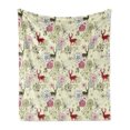 thumbnail image 1 of Winter Soft Flannel Fleece Throw Blanket, Deer Silhouettes with Blossoming Flowers Abstract Christmas Nature, Cozy Plush for Indoor and Outdoor Use, 60" x 80", Olive Green Pale Green, by Ambesonne, 1 of 5