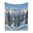thumbnail image 1 of Winter Soft Flannel Fleece Throw Blanket, Epic Cold Landscape Snowy Pine Trees in Switzerland Woodland Forest Print, Cozy Plush for Indoor and Outdoor Use, 50" x 70", White Green, by Ambesonne, 1 of 5