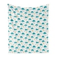 thumbnail image 1 of Winter Soft Flannel Fleece Throw Blanket, Hand Drawn Style Blue Clouds and Bolts Childish Drizzle Pattern, Cozy Plush for Indoor and Outdoor Use, 60" x 80", Turquoise Marigold, by Ambesonne, 1 of 6
