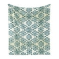 thumbnail image 1 of Winter Soft Flannel Fleece Throw Blanket, Mandala Style Floral Round with Damask Elements Retro Graphic Ornaments, Cozy Plush for Indoor and Outdoor Use, 50" x 60", Teal Cream, by Ambesonne, 1 of 6