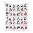 thumbnail image 1 of Winter Soft Flannel Fleece Throw Blanket, Penguins Hand Drawn Merry Christmas Greetings Babies Kids Toddler, Cozy Plush for Indoor and Outdoor Use, 50" x 70", Dark Coral Black White, by Ambesonne, 1 of 6