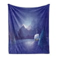 thumbnail image 1 of Winter Soft Flannel Fleece Throw Blanket, Snowy Scene of Mountains and a House, Cozy Plush for Indoor and Outdoor Use, 60" x 80", Dark Violet Ceil Blue, by Ambesonne, 1 of 5