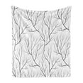 thumbnail image 1 of Winter Soft Flannel Fleece Throw Blanket, Winter Tree Without Leaves Nature Theme Delicate Branches Pattern Japanese Style, Cozy Plush for Indoor and Outdoor Use, 50" x 60", White Black, by Ambesonne, 1 of 5