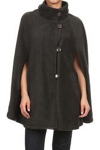 【美品】REVERSIBLE BOA PONCHO COAT フリーサイズ 黒 Ladies One Size Soft Fleece Button Cape Poncho Coat with