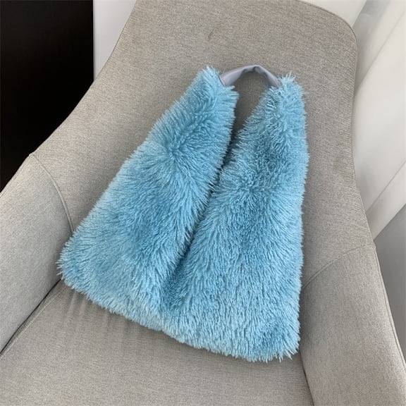 Winter Soft Plush Women's Shoulder Bags Faux Lamb Wool female Underarm Bag Large Capacity Ladies Fluffy Travel Tote Handbags