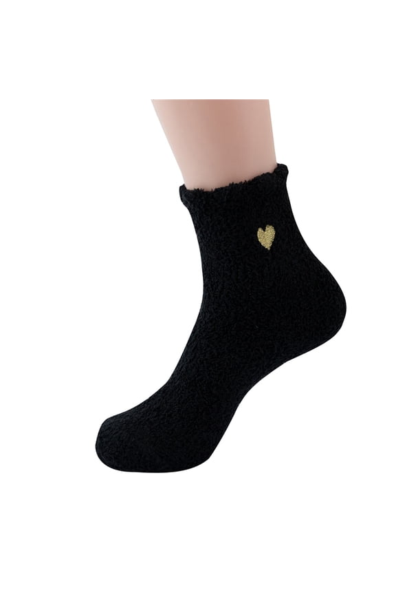 Winter Solid Brushed Thick Warm Home Ski Moon Socks, C