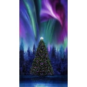 Timeless Treasures Christmas 24 x 42 Northern Lights Christmas Tree Panel 100% Cotton