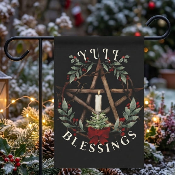 Winter Solstice Garden Flag Pagan Sabbat Decor Yule Outdoor Decoration Wiccan Gift