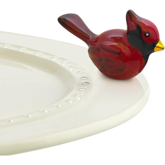 Winter Songbird (Cardinal) - Hand-Painted Ceramic Christmas Decor - Winter Minis for The Home and Office