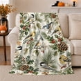 thumbnail image 1 of Winter Songbirds Snowy Pine Branches Realistic Watercolor, Festive Bird Art Scene, Warm Flannel Blanket for Living Room and Reading Nook, Bird Lovers Friendship Gift, Artistic Home Decor, 1 of 7