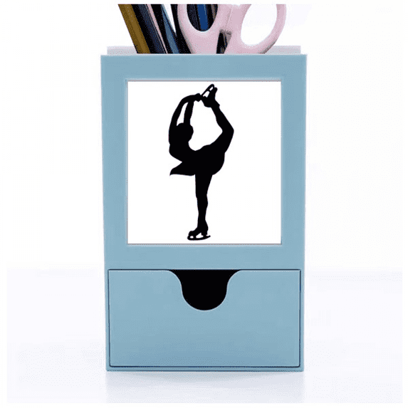 Winter Sport Female Skating Outline Desk Supplies Organizer Pen Holder Card