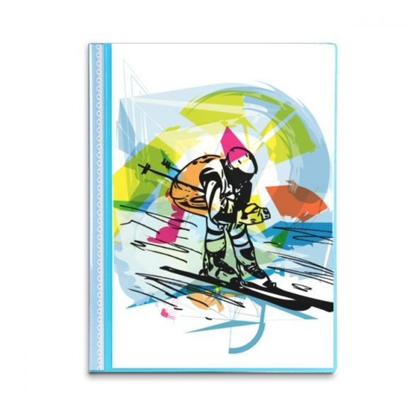 Winter Sport Freestyle Skiing Illustration Book Sheet Protectors Portfolio Binder Folder