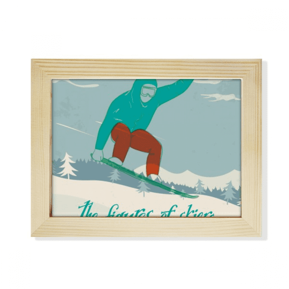 Winter Sport Ski Board Skiing Illustration Desktop Photo Frame Picture Art Decoration Painting 6x8 inch
