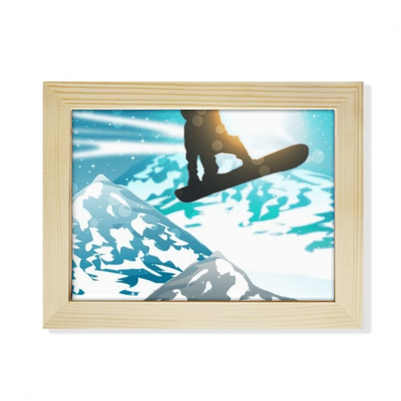 Winter Sport Skiing Skis Watercolor Desktop Photo Frame Picture Art Decoration Painting 6x8 inch
