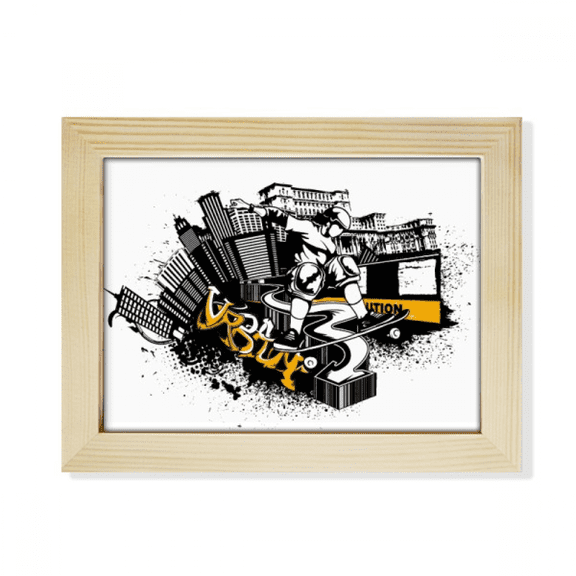 Winter Sport Skiing and City Outline Desktop Photo Frame Picture Art Decoration Painting 6x8 inch