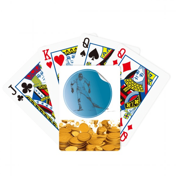 Winter Sport Skis and Boots Illustration Gold Playing Card Classic Game