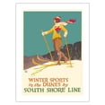 thumbnail image 1 of Winter Sports in the Dunes - South Shore Line - Chicago Lake Shore & South Bend Railroad - Vintage Travel Poster by Oscar Rabe Hanson c.1925 - Bamboo Fine Art 290gsm Paper Print (Unframed) 18x24in, 1 of 4