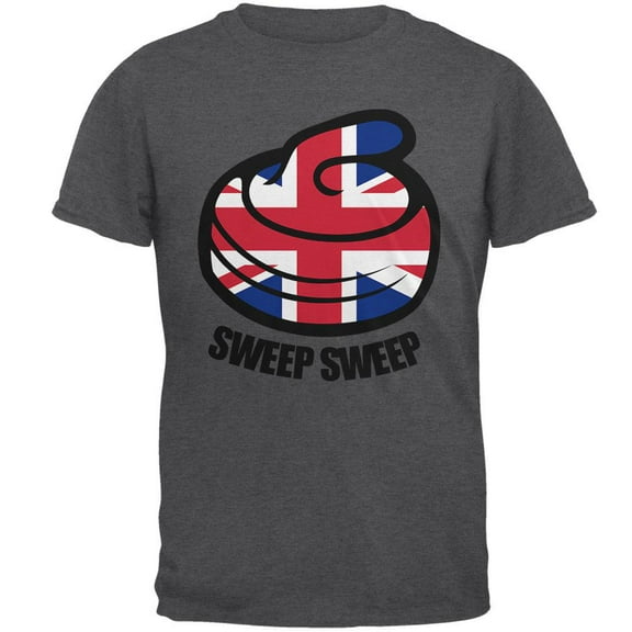 Winter Sports Flag Curling Sweep Sweep Great Britain Mens T Shirt Dark Heather X-LG