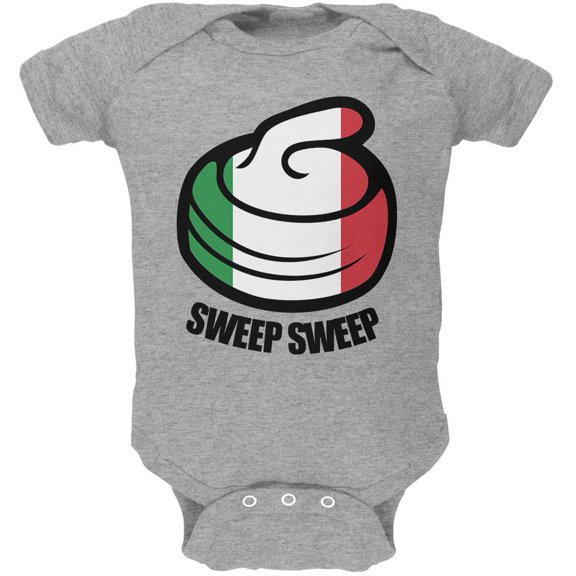 Winter Sports Flag Curling Sweep Sweep Italy Soft Baby One Piece