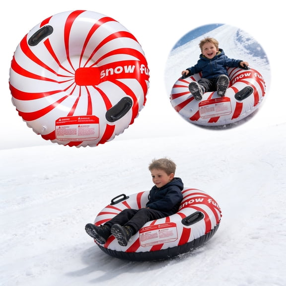 Winter Sports Inflatable Tubes for Adults and Kids Heavy Duty Winter Sledding with Handles for Skiing Tubing Snowy