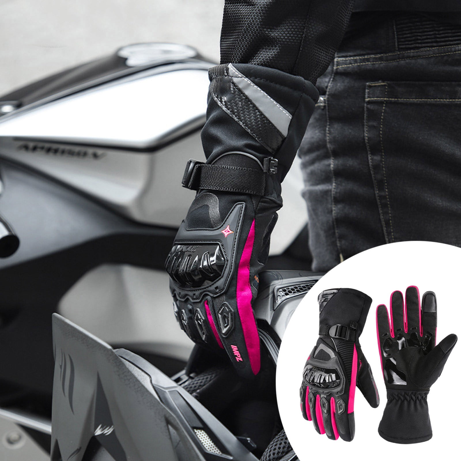 Winter Sports Insulated Weather Proof Motorcycle Gloves Thermo Grip Winter Motorcycle Riding Gloves Touchscreen Technology for Men and Women