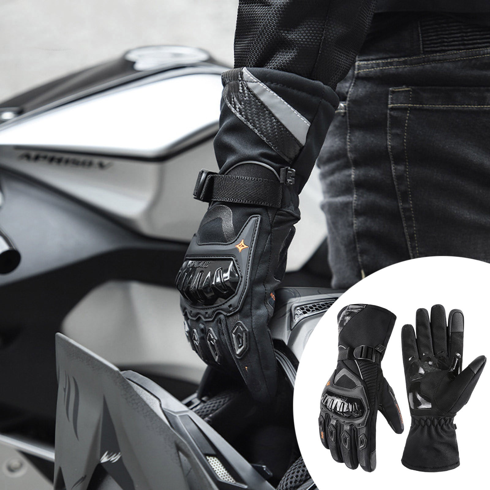 Winter Sports Insulated Weather Proof Motorcycle Gloves Thermo Grip Winter Motorcycle Riding Gloves Touchscreen Technology for Men and Women