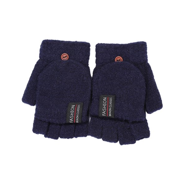 Knitted Convertible Winter Sports Gloves for Men Warm Flip Top Mittens Fingerless Hand Thermal Outdoor Activity Gear