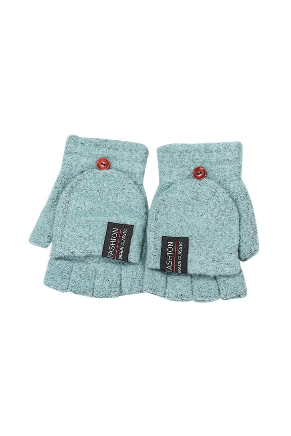 Winter Sports Knitted Warm Convertible Flip Mittens for Men Including Top Fingerless with Half-Finger Design and Cozy Winter Grip