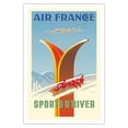 thumbnail image 1 of Winter Sports (Sports D’Hiver) - France - Four-Man Bobsleigh - Vintage Airline Travel Poster by Alexis Kow c.1951 - Fine Art Matte Paper Print (Unframed) 30x44in, 1 of 4