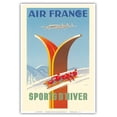 thumbnail image 1 of Winter Sports (Sports D’Hiver) - France - Four-Man Bobsleigh - Vintage Airline Travel Poster by Alexis Kow c.1951 - Master Art Print (Unframed) 13in x 19in, 1 of 4