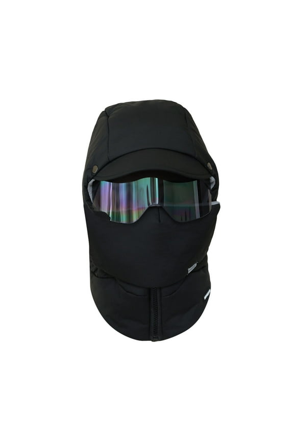 Winter Sports Windproof Full Cover Outdoor Riding Glasses Winter Thermal Thick Hat for Men Women—Full Ski Cap with Glasses Outdoor Camping Winter Gear