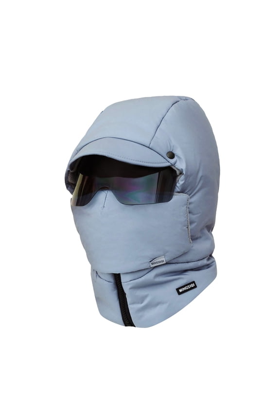 Winter Sports Windproof Full Cover Outdoor Riding Thermal Thick Hat for Men Women with Integrated Glasses Ideal for Skiing Camping Activities