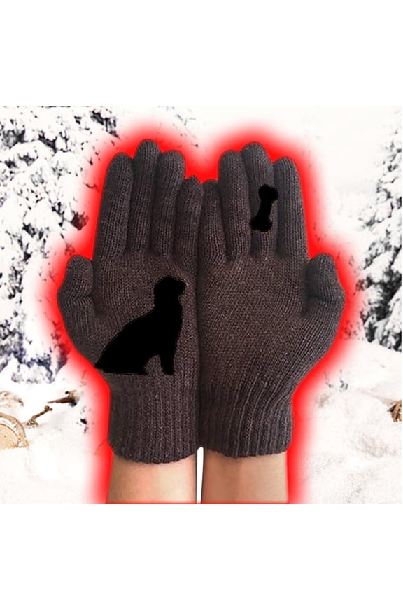 Winter Sports - Women Winter Touchscreen Gloves with Knit Wrist Lined Texting Thickened Wool Split Finger Design - Superior Warmth and Flexibility