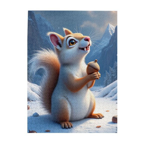 Winter Squirrel 500Piece Adult Jigsaw Puzzle Challenging And Fun Activity For Puzzle Lovers Beautiful Artwork Great Gift Idea For Home Decor